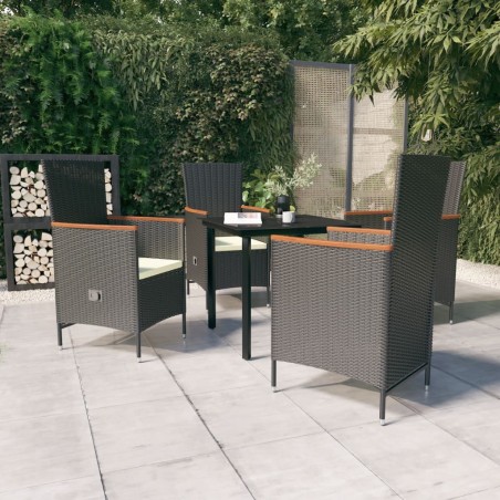 vidaXL 5-tlg. Garten-Essgruppe mit Kissen Schwarz