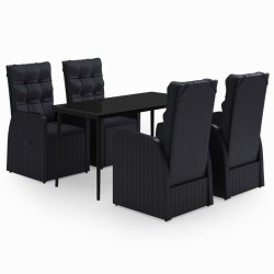vidaXL 5-tlg. Garten-Essgruppe mit Kissen Schwarz