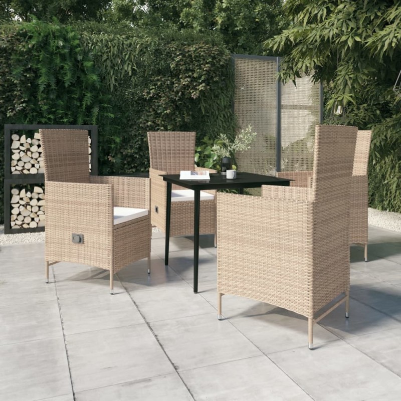 vidaXL 5-tlg. Garten-Essgruppe mit Kissen Beige vidaXL 5-tlg. Garten-Essgruppe mit Kissen Beige