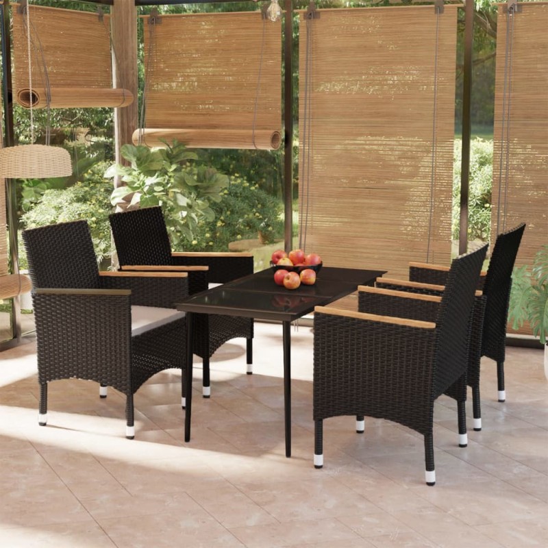 vidaXL 5-tlg. Garten-Essgruppe mit Kissen Schwarz vidaXL 5-tlg. Garten-Essgruppe mit Kissen Schwarz