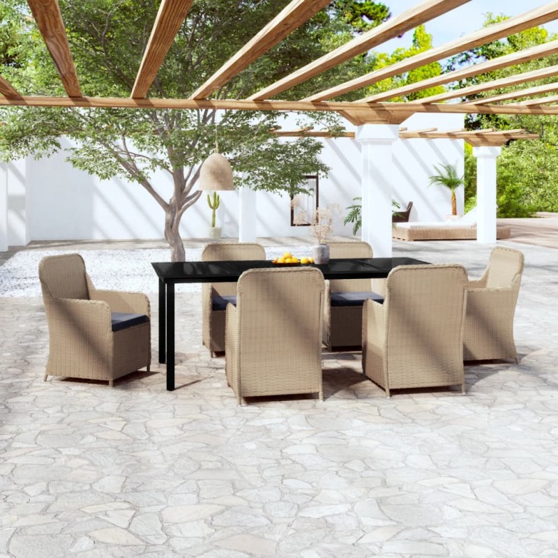vidaXL 7-tlg. Garten-Essgruppe mit Kissen Braun vidaXL 7-tlg. Garten-Essgruppe mit Kissen Braun