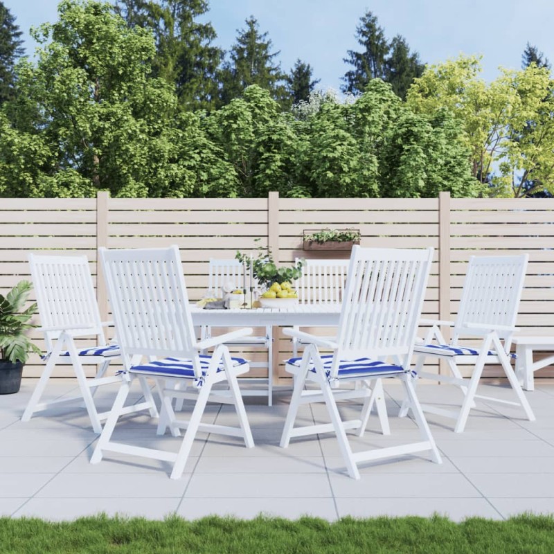 Gartenstuhl-Kissen 6 Stk. Blau & Weiß Gestreift 40x40x3cm Stoff Gartenstuhl-Kissen 6 Stk. Blau & Weiß Gestreift 40x40x3cm Stoff