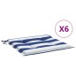 Gartenstuhl-Kissen 6 Stk. Blau & Weiß Gestreift 40x40x3cm Stoff Gartenstuhl-Kissen 6 Stk. Blau & Weiß Gestreift 40x40x3cm Stoff