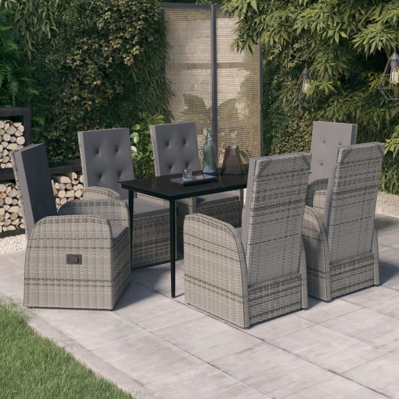 vidaXL 7-tlg. Garten-Essgruppe mit Kissen Grau vidaXL 7-tlg. Garten-Essgruppe mit Kissen Grau