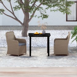 vidaXL 3-tlg. Garten-Essgruppe mit Kissen Braun