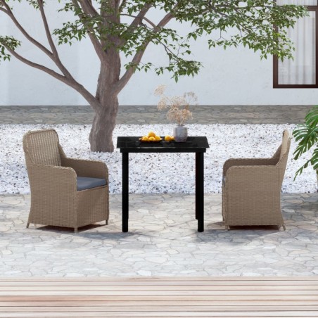 vidaXL 3-tlg. Garten-Essgruppe mit Kissen Braun