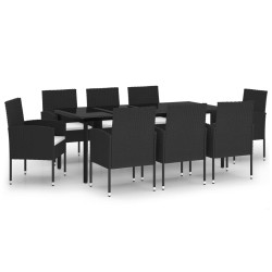 vidaXL 9-tlg. Garten-Essgruppe Schwarz