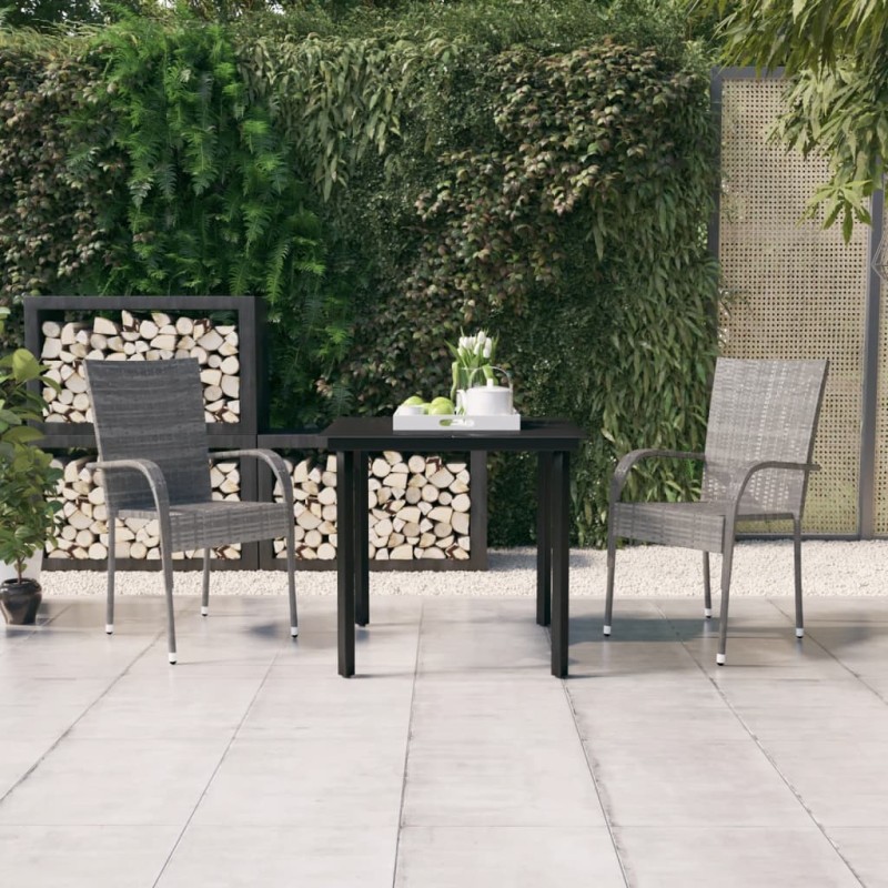 vidaXL 3-tlg. Garten-Essgruppe Grau und Schwarz vidaXL 3-tlg. Garten-Essgruppe Grau und Schwarz