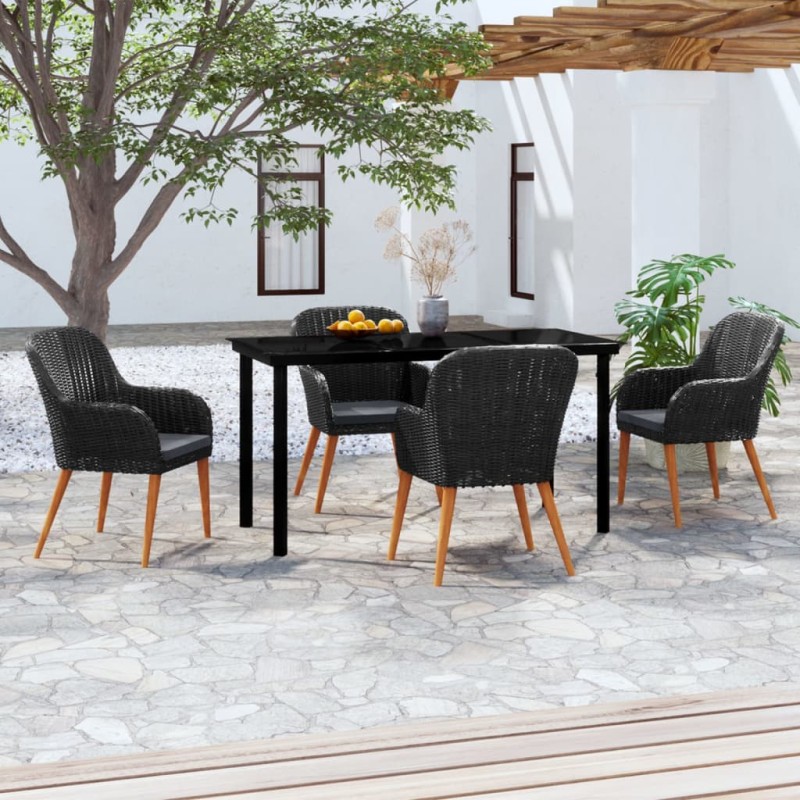 vidaXL 5-tlg. Garten-Essgruppe mit Kissen Schwarz vidaXL 5-tlg. Garten-Essgruppe mit Kissen Schwarz