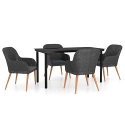 vidaXL 5-tlg. Garten-Essgruppe mit Kissen Schwarz