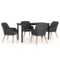 vidaXL 5-tlg. Garten-Essgruppe mit Kissen Schwarz vidaXL 5-tlg. Garten-Essgruppe mit Kissen Schwarz