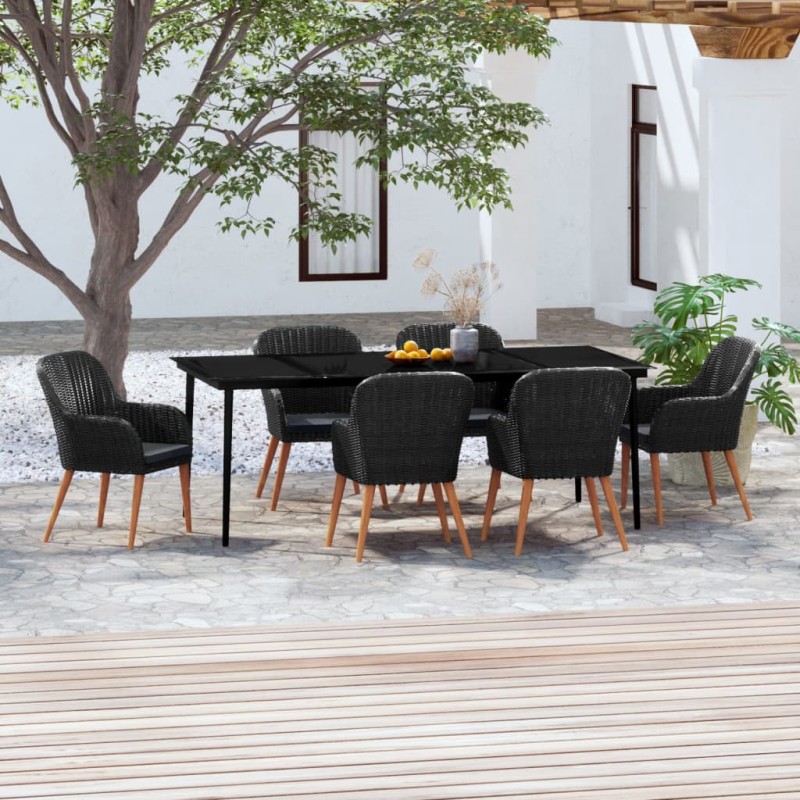 vidaXL 7-tlg. Garten-Essgruppe mit Kissen Schwarz vidaXL 7-tlg. Garten-Essgruppe mit Kissen Schwarz