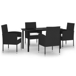 vidaXL 5-tlg. Garten-Essgruppe Schwarz