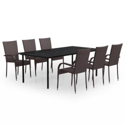 vidaXL 7-tlg. Garten-Essgruppe Braun und Schwarz