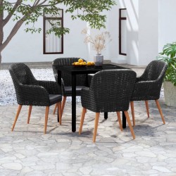 vidaXL 5-tlg. Garten-Essgruppe mit Kissen Schwarz