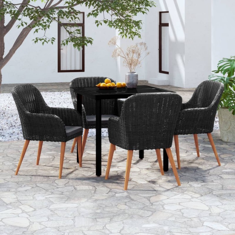vidaXL 5-tlg. Garten-Essgruppe mit Kissen Schwarz vidaXL 5-tlg. Garten-Essgruppe mit Kissen Schwarz