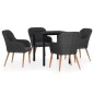 vidaXL 5-tlg. Garten-Essgruppe mit Kissen Schwarz vidaXL 5-tlg. Garten-Essgruppe mit Kissen Schwarz