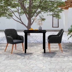 vidaXL 3-tlg. Garten-Essgruppe mit Kissen Schwarz