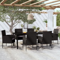 vidaXL 7-tlg. Garten-Essgruppe Schwarz