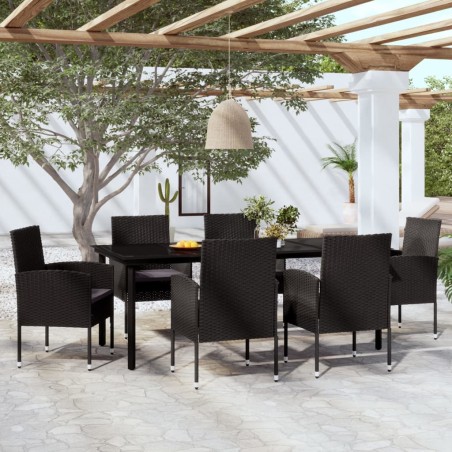 vidaXL 7-tlg. Garten-Essgruppe Schwarz