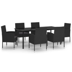 vidaXL 7-tlg. Garten-Essgruppe Schwarz