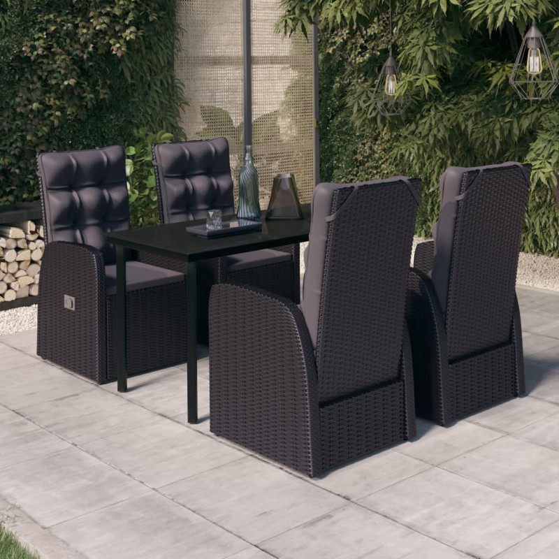 vidaXL 5-tlg. Garten-Essgruppe mit Kissen Schwarz vidaXL 5-tlg. Garten-Essgruppe mit Kissen Schwarz