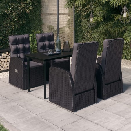 vidaXL 5-tlg. Garten-Essgruppe mit Kissen Schwarz
