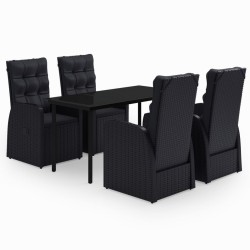 vidaXL 5-tlg. Garten-Essgruppe mit Kissen Schwarz