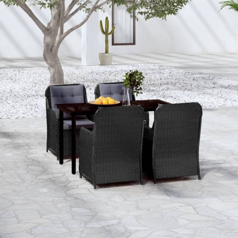 vidaXL 5-tlg. Garten-Essgruppe Schwarz vidaXL 5-tlg. Garten-Essgruppe Schwarz