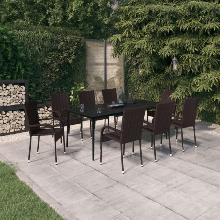vidaXL 9-tlg. Garten-Essgruppe Braun und Schwarz