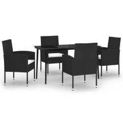 vidaXL 5-tlg. Garten-Essgruppe Schwarz