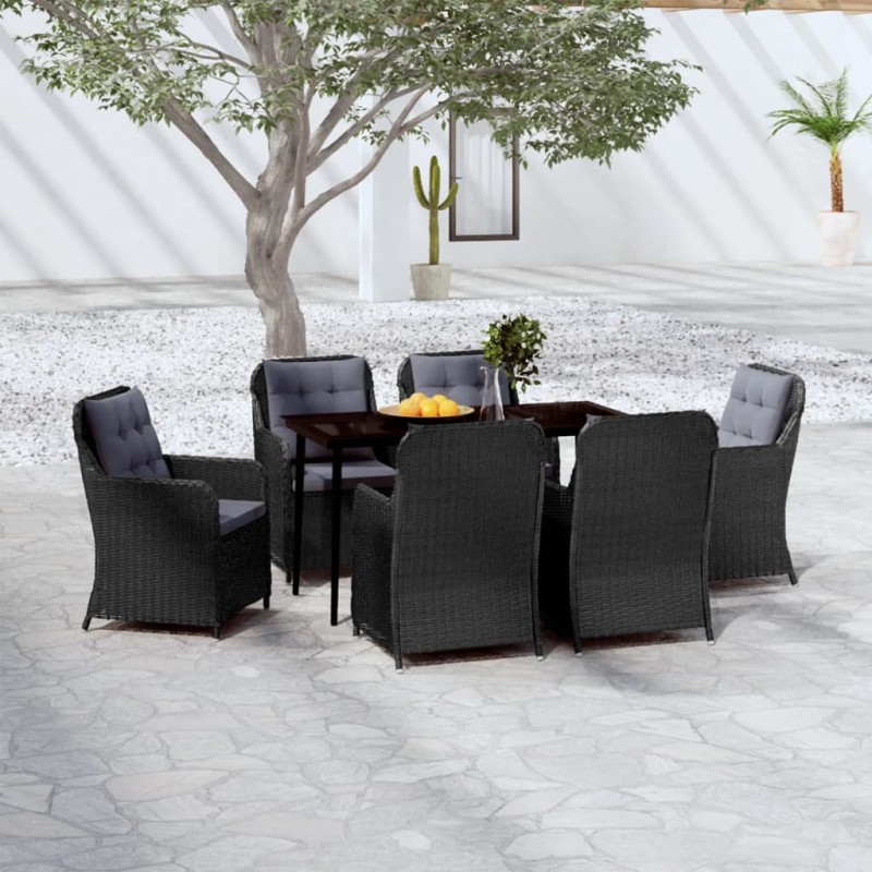 vidaXL 7-tlg. Garten-Essgruppe Schwarz vidaXL 7-tlg. Garten-Essgruppe Schwarz