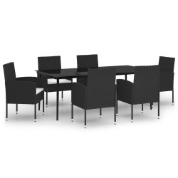 vidaXL 7-tlg. Garten-Essgruppe Schwarz