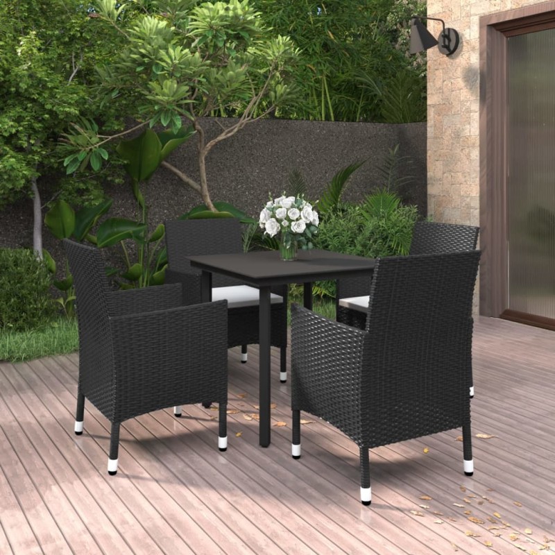 vidaXL 5-tlg. Garten-Essgruppe mit Auflagen Poly Rattan und Glas vidaXL 5-tlg. Garten-Essgruppe mit Auflagen Poly Rattan und Glas