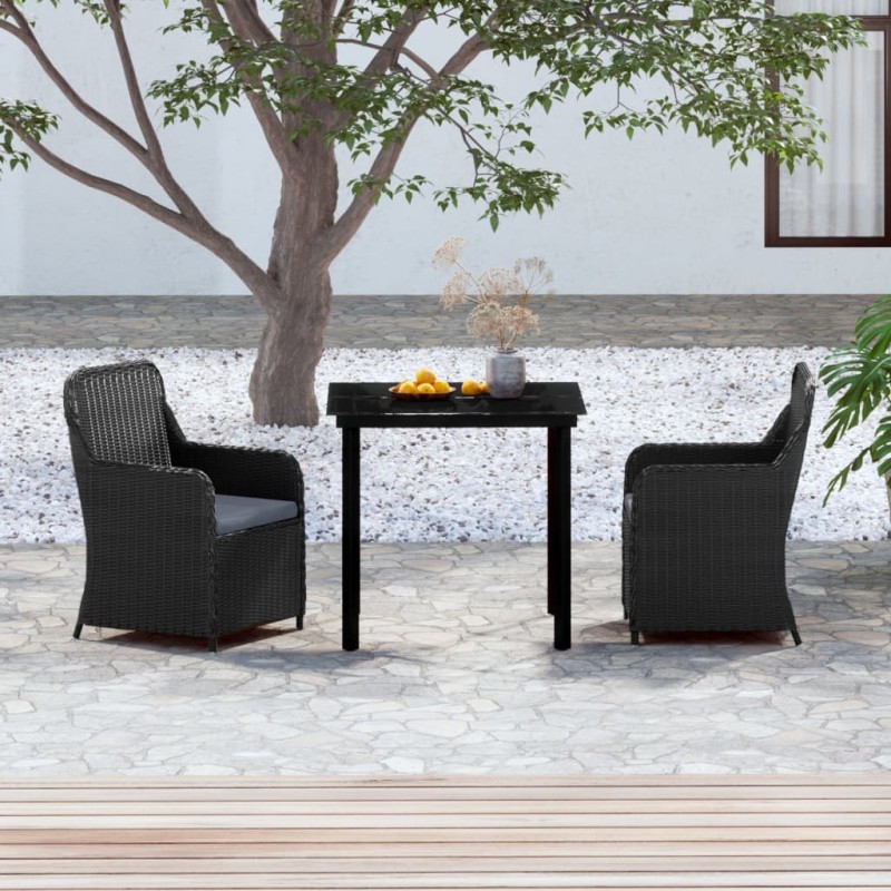 vidaXL 3-tlg. Garten-Essgruppe mit Kissen Schwarz vidaXL 3-tlg. Garten-Essgruppe mit Kissen Schwarz