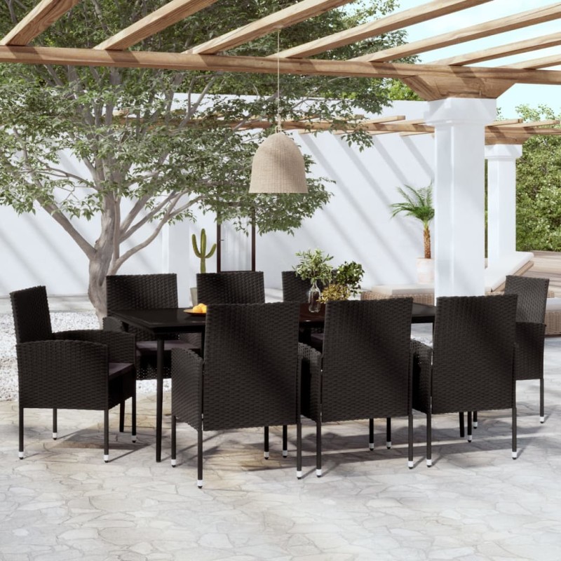 vidaXL 9-tlg. Garten-Essgruppe Schwarz vidaXL 9-tlg. Garten-Essgruppe Schwarz