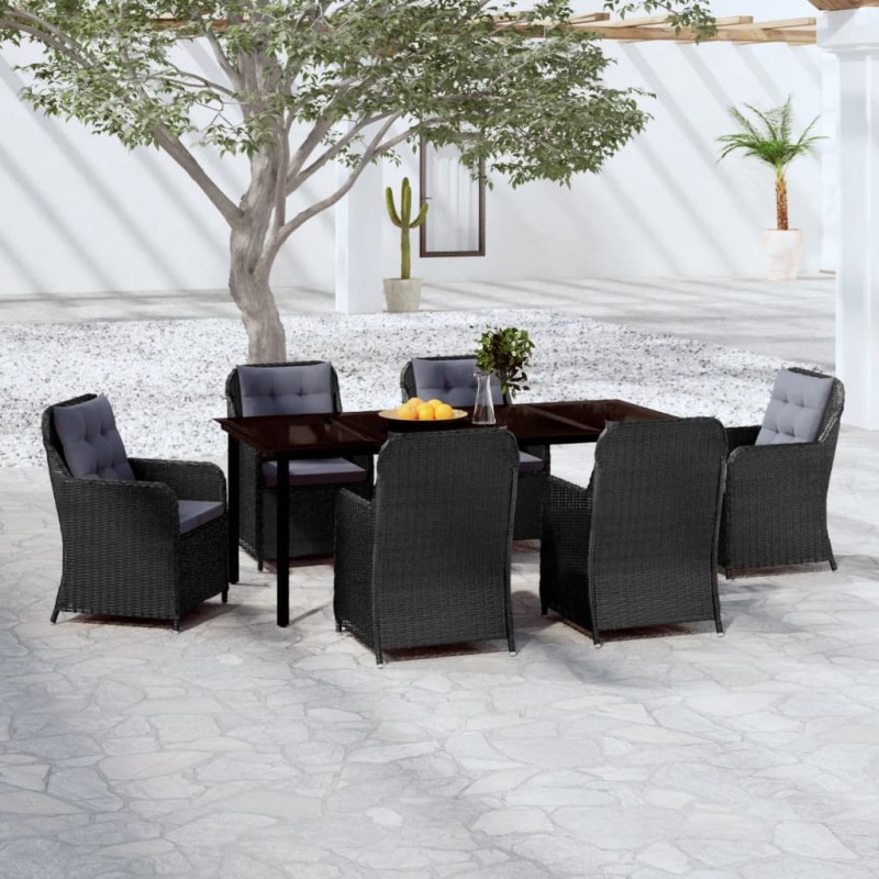 vidaXL 7-tlg. Garten-Essgruppe Schwarz vidaXL 7-tlg. Garten-Essgruppe Schwarz