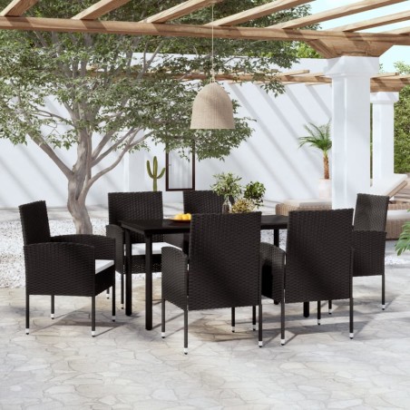 vidaXL 7-tlg. Garten-Essgruppe Schwarz