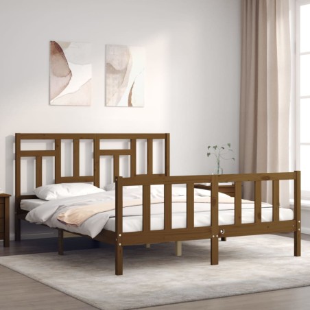 Massivholzbett mit Kopfteil Honigbraun 160x200 cm