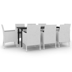 vidaXL 9-tlg. Garten-Essgruppe mit Auflagen Poly Rattan und Glas