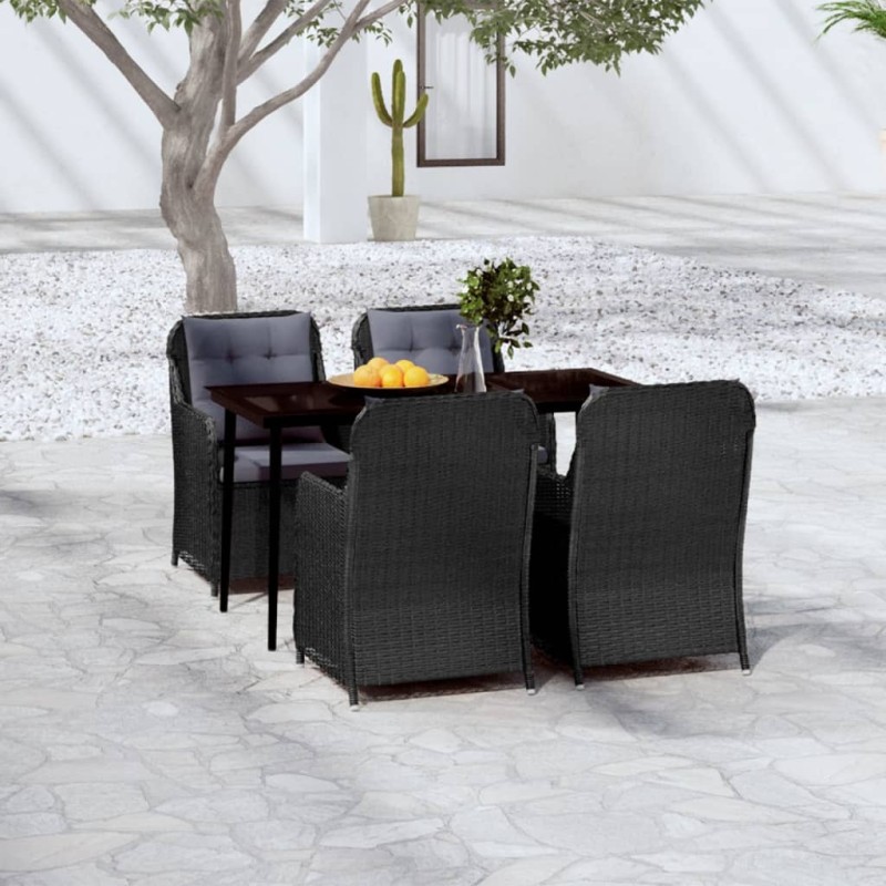 vidaXL 5-tlg. Garten-Essgruppe Schwarz vidaXL 5-tlg. Garten-Essgruppe Schwarz