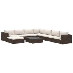 vidaXL 9-tlg. Garten-Lounge-Set mit Auflagen Poly Rattan Braun