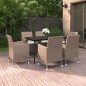 vidaXL 7-tlg. Garten-Essgruppe mit Kissen Poly Rattan und Glas vidaXL 7-tlg. Garten-Essgruppe mit Kissen Poly Rattan und Glas