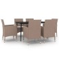vidaXL 7-tlg. Garten-Essgruppe mit Kissen Poly Rattan und Glas vidaXL 7-tlg. Garten-Essgruppe mit Kissen Poly Rattan und Glas