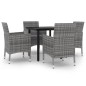 vidaXL 5-tlg. Garten-Essgruppe mit Auflagen Poly Rattan und Glas vidaXL 5-tlg. Garten-Essgruppe mit Auflagen Poly Rattan und Glas