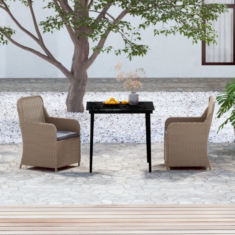 vidaXL 3-tlg. Garten-Essgruppe mit Kissen Braun vidaXL 3-tlg. Garten-Essgruppe mit Kissen Braun