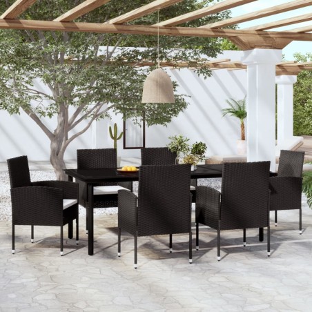 vidaXL 7-tlg. Garten-Essgruppe Schwarz