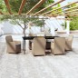 vidaXL 7-tlg. Garten-Essgruppe mit Kissen Braun vidaXL 7-tlg. Garten-Essgruppe mit Kissen Braun