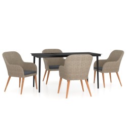 vidaXL 5-tlg. Garten-Essgruppe mit Kissen Braun