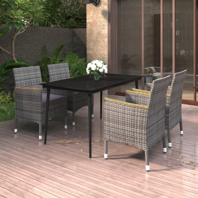 vidaXL 5-tlg. Garten-Essgruppe mit Auflagen Poly Rattan und Glas vidaXL 5-tlg. Garten-Essgruppe mit Auflagen Poly Rattan und Glas